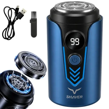 Водоустойчива компактна електрическа самобръсначка, USB-C, 3 W – синя