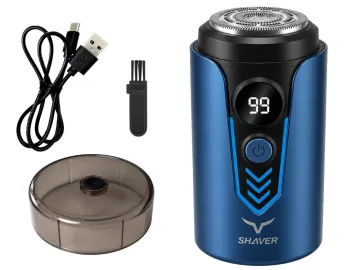 Водоустойчива компактна електрическа самобръсначка, USB-C, 3 W – синя