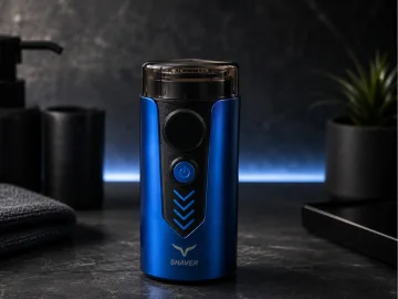 Водоустойчива компактна електрическа самобръсначка, USB-C, 3 W – синя