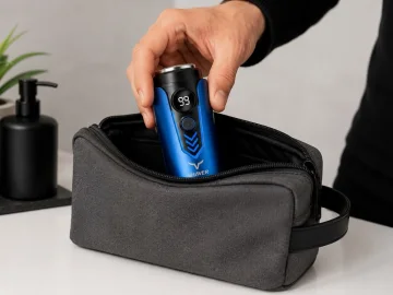 Водоустойчива компактна електрическа самобръсначка, USB-C, 3 W – синя