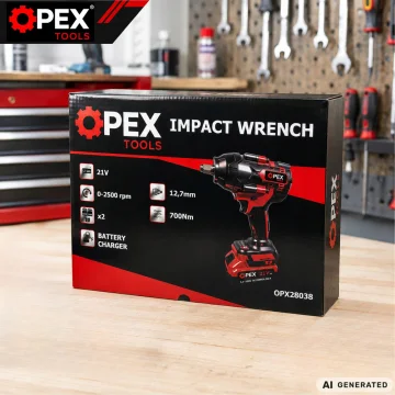 Акумулаторен ударен гайковерт OPEX TOOLS OPX28038, 700 Nm, 2 × 3 Ah