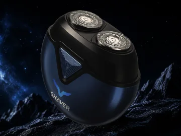 Компактна електрическа самобръсначка с двойна глава, USB-C и LED дисплей – синя