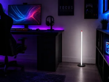 LED подова лампа 100 см, 9 W, три светлинни режима и димер, черна