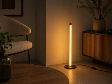 LED подова лампа 100 см, 9 W, три светлинни режима и димер, черна