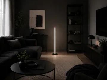LED подова лампа 100 см, 9 W, три светлинни режима и димер, черна
