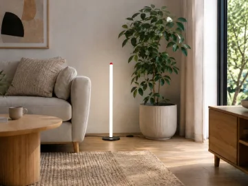 LED подова лампа 100 см, 9 W, три светлинни режима и димер, черна