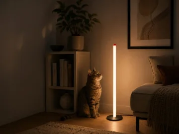 LED подова лампа 100 см, 9 W, три светлинни режима и димер, черна