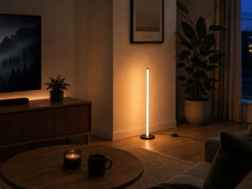 LED подова лампа 100 см, 9 W, три светлинни режима и димер, черна