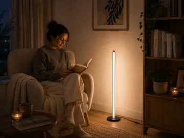 LED подова лампа 100 см, 9 W, три светлинни режима и димер, черна