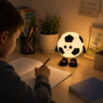 Силиконова LED нощна лампа футболна топка, 3 режима и USB-C