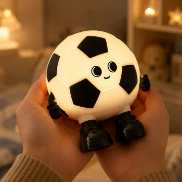 Силиконова LED нощна лампа футболна топка, 3 режима и USB-C