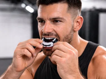 Протектор за зъби за бокс и MMA с кутия – черен и прозрачен