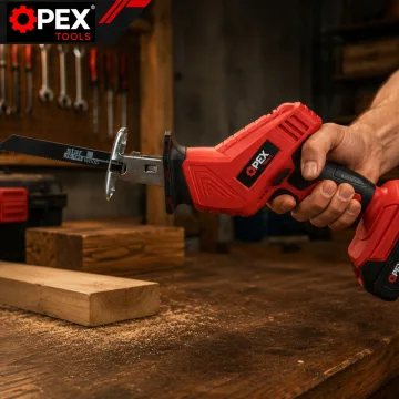 Акумулаторен саблен трион OPEX TOOLS 21 V, 2 батерии и 4 ножа