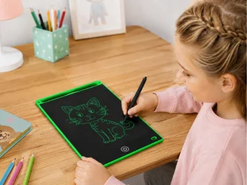 LCD таблет за рисуване и писане 12″ със стилус и заключване, зелен