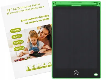 LCD таблет за рисуване и писане 12″ със стилус и заключване, зелен