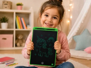 LCD таблет за рисуване и писане 12″ със стилус и заключване, зелен