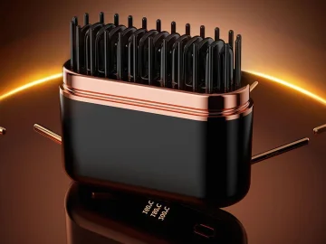 Безжична четка за изправяне на коса с 3 температури, 25 W, черна