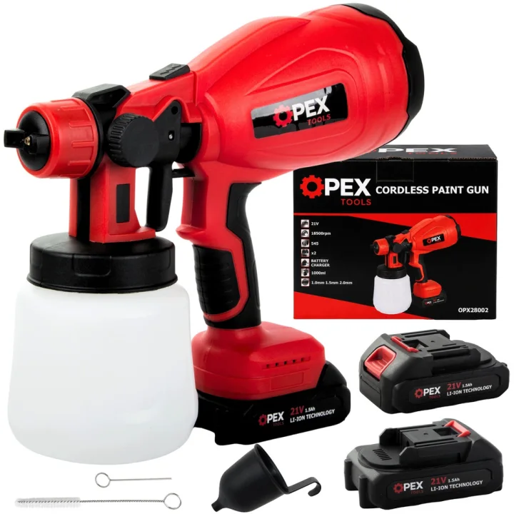 Акумулаторен пистолет за боядисване OPEX TOOLS 21 V, 1 л, 2 батерии