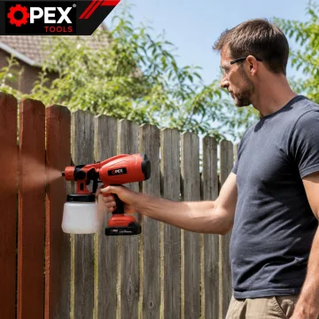 Акумулаторен пистолет за боядисване OPEX TOOLS 21 V, 1 л, 2 батерии