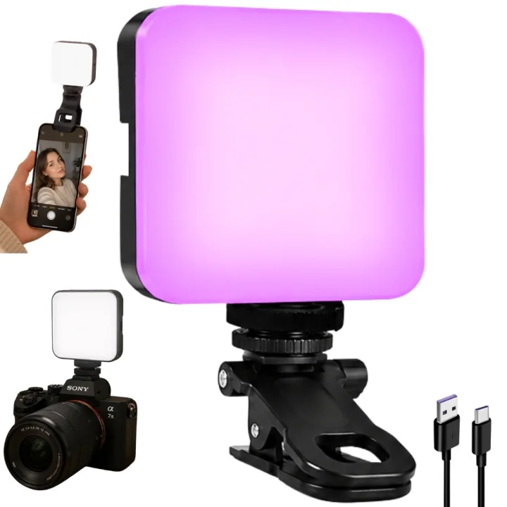 Мини RGB LED лампа за снимки и видео 5,5 W, 3000–6500 K, с щипка