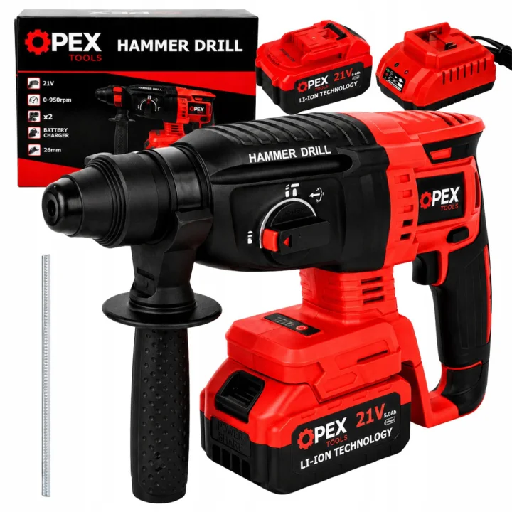 Акумулаторен перфоратор OPEX TOOLS SDS+ 21 V, 2 J, 2 батерии 3 Ah