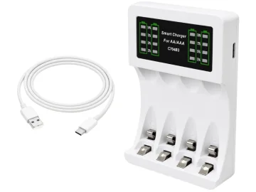 Зарядно за акумулаторни батерии AA/AAA с USB-C и 4 гнезда C704B3