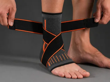Еластична наглезенка с велкро, 25 × 10 см – сива и оранжева
