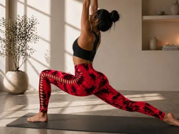 Дамски спортен клин с висока талия и push-up ефект, S/M – червено и черно