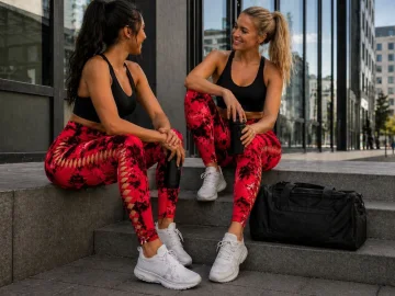 Дамски спортен клин с висока талия и push-up ефект, S/M – червено и черно