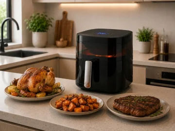 Еър фрайър 4 л, 1200 W с прозорец и 8 програми – черен