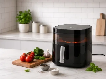 Еър фрайър 4 л, 1200 W с прозорец и 8 програми – черен