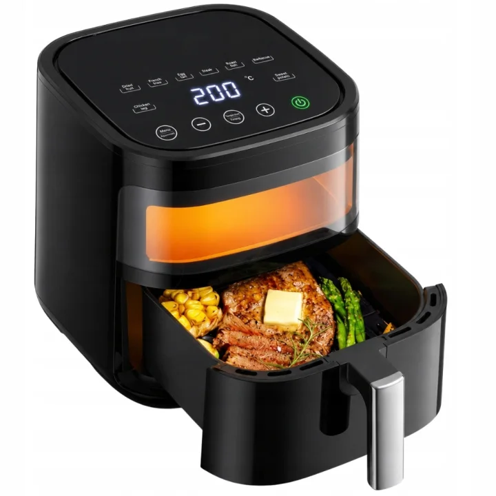Еър фрайър 4 л, 1200 W с прозорец и 8 програми – черен