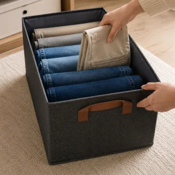 Органайзер за дрехи с дръжка 46 × 27 × 20 см – тъмносив