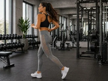 Дамски спортен клин с висока талия и push-up ефект – сив, S/M