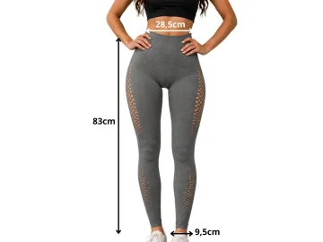 Дамски спортен клин с висока талия и push-up ефект – сив, S/M