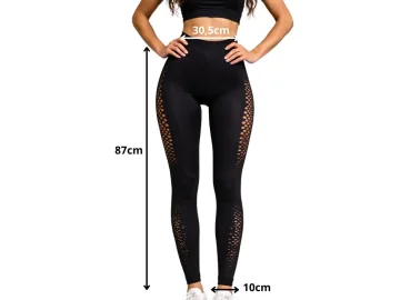Дамски спортен клин с висока талия и push-up ефект – черен, L/XL