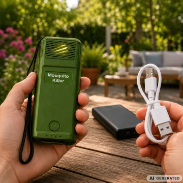 Преносим уред против комари с USB зареждане и 6 пълнителя – зелен