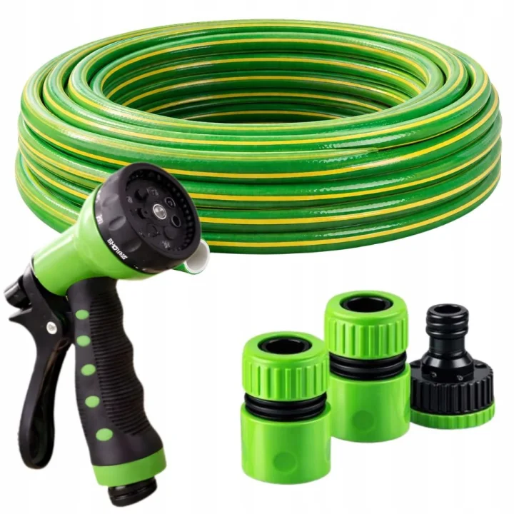 Градински маркуч DIVODV 1/2″, 30 м, с пистолет и 3 бързи връзки