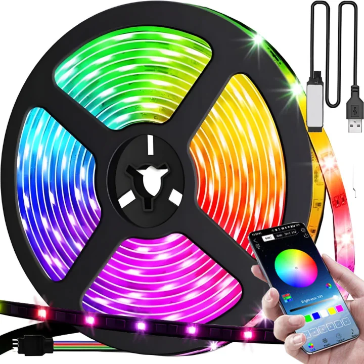 RGB LED лента 5 м с Bluetooth, приложение и дистанционно управление