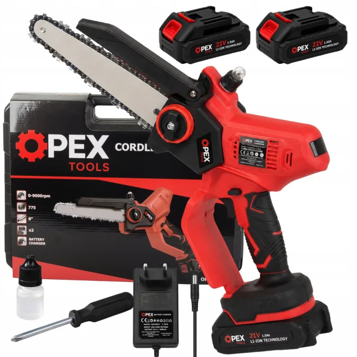 Акумулаторен верижен трион OPEX TOOLS OPX28012, 8 инча, 2 батерии