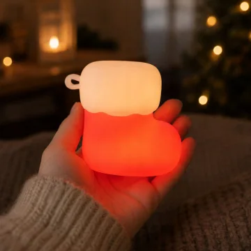 Коледна LED лампа чорапче с 3 режима и USB зареждане, 7 см