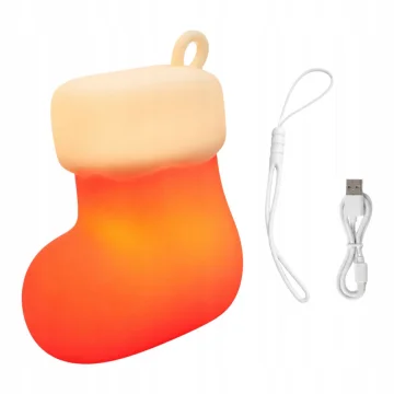 Коледна LED лампа чорапче с 3 режима и USB зареждане, 7 см