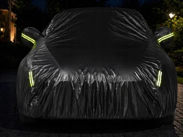 Покривало за автомобил с джобове за огледала, M, 140 × 337 × 108 см – черно