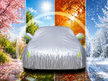 Покривало за автомобил с джобове за огледала, XL, 145 × 429 × 107 см – сребристо