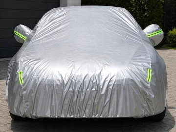 Покривало за автомобил с джобове за огледала, XL, 145 × 429 × 107 см – сребристо
