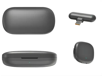 Безжични микрофони брошки, 2 броя с USB-C приемник и заряден кейс