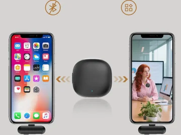 Безжични микрофони брошки, 2 броя с USB-C приемник и заряден кейс