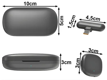 Безжични микрофони брошки, 2 броя с USB-C приемник и заряден кейс