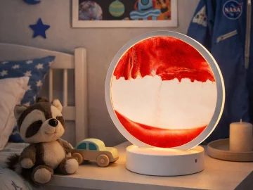 Декоративна 3D пясъчна LED лампа с USB – червена