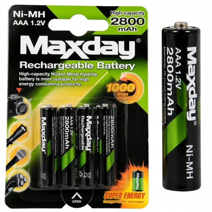 Акумулаторни батерии AAA Ni-MH 1,2 V, 4 броя – обявени 2800 mAh